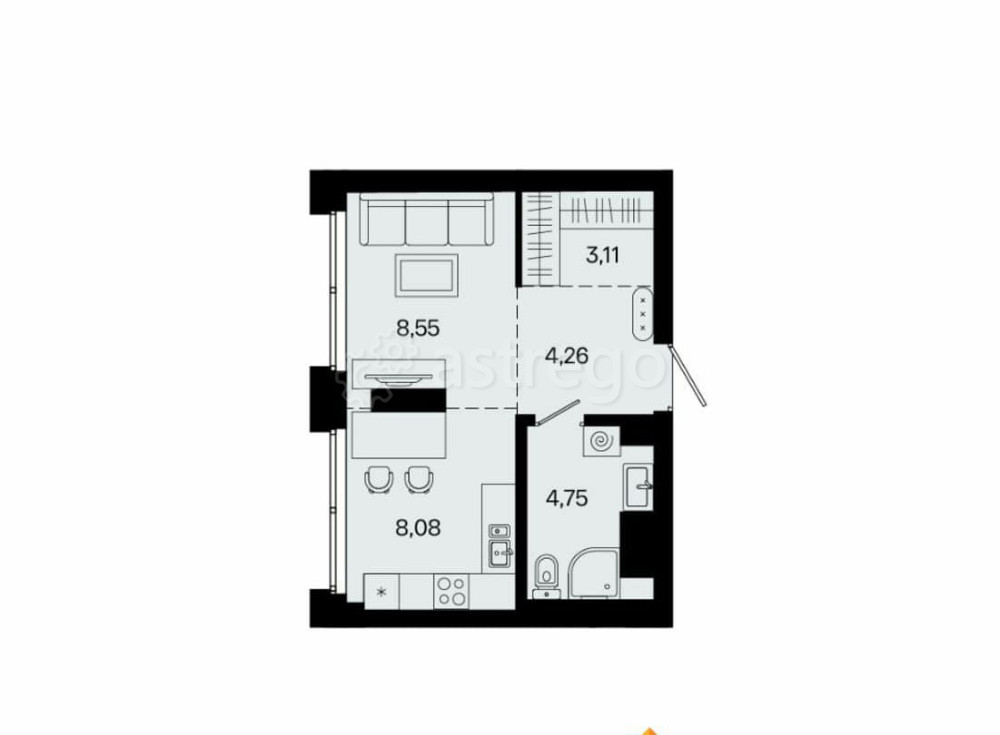 1-комн. квартира, 28.75 м2, 10/31 эт. Уфа - изображение 1