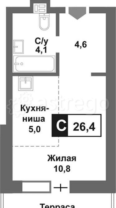 Студия, 26.4 м2, 1/9 эт. Москва - изображение 2