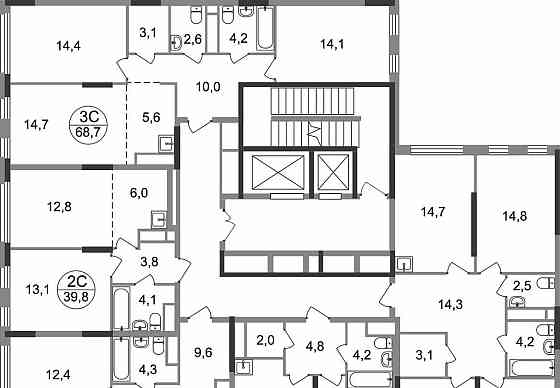 3-комн. квартира, 83.9 м2, 5/17 эт. Москва