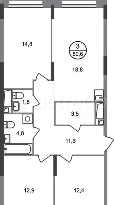 3-комн. квартира, 80 м2, 7/17 эт. Москва - изображение 1