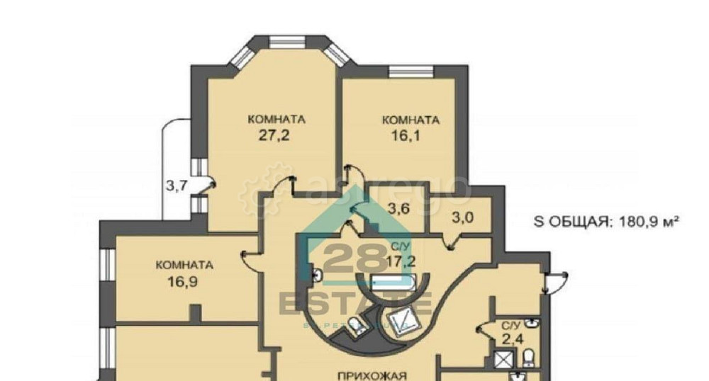5-комн. квартира, 180.9 м2, 4/6 эт. Санкт-Петербург - изображение 6