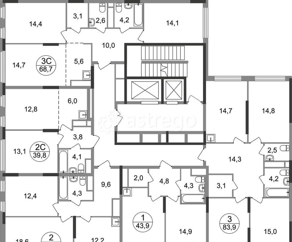 3-комн. квартира, 68 м2, 14/17 эт. Москва - изображение 10