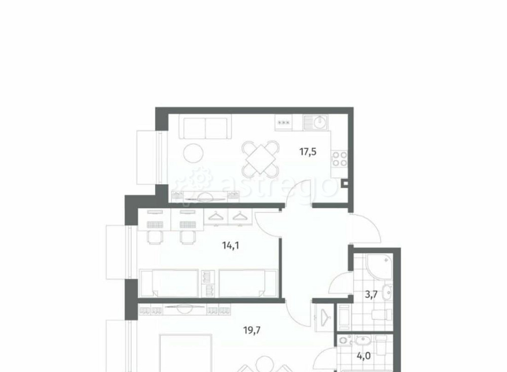 2-комн. квартира, 65.8 м2, 2/8 эт. Санкт-Петербург - изображение 5