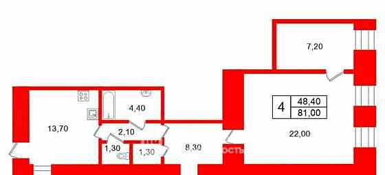 4-комн. квартира, 81 м2, 4/5 эт. Санкт-Петербург