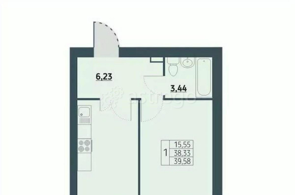 1-комн. квартира, 39.2 м2, 2/9 эт. Красноярск - изображение 1
