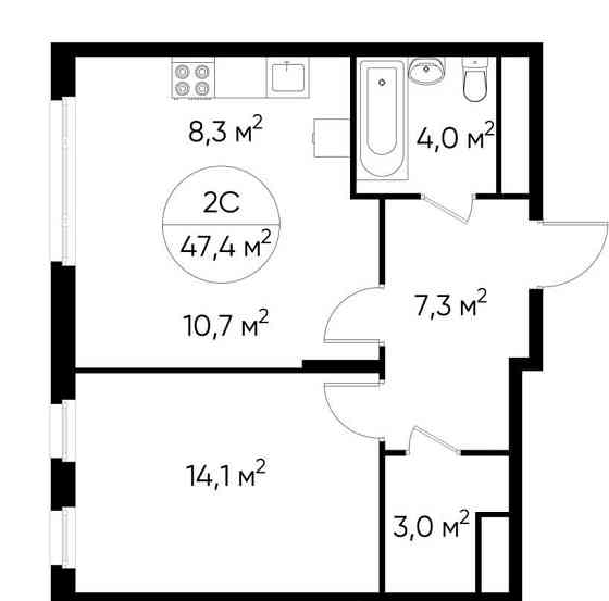 2-комн. квартира, 47 м2, 8/17 эт. Москва