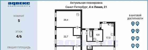 5-комн. квартира, 165.2 м2, 4/6 эт. Санкт-Петербург