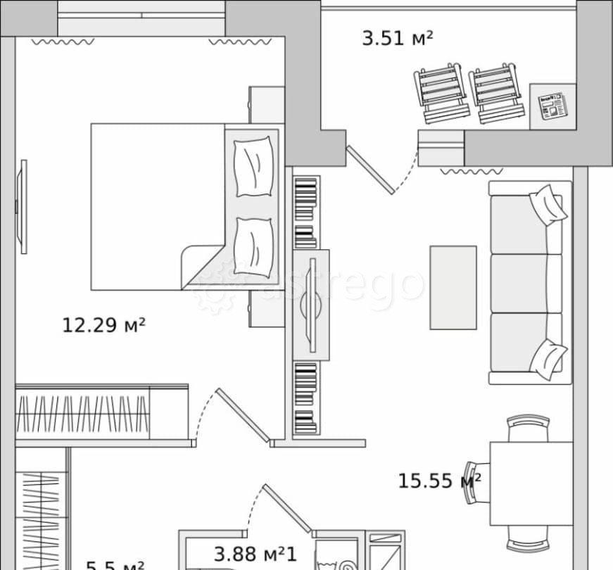 1-комн. квартира, 40.86 м2, 4/17 эт. Санкт-Петербург - изображение 1