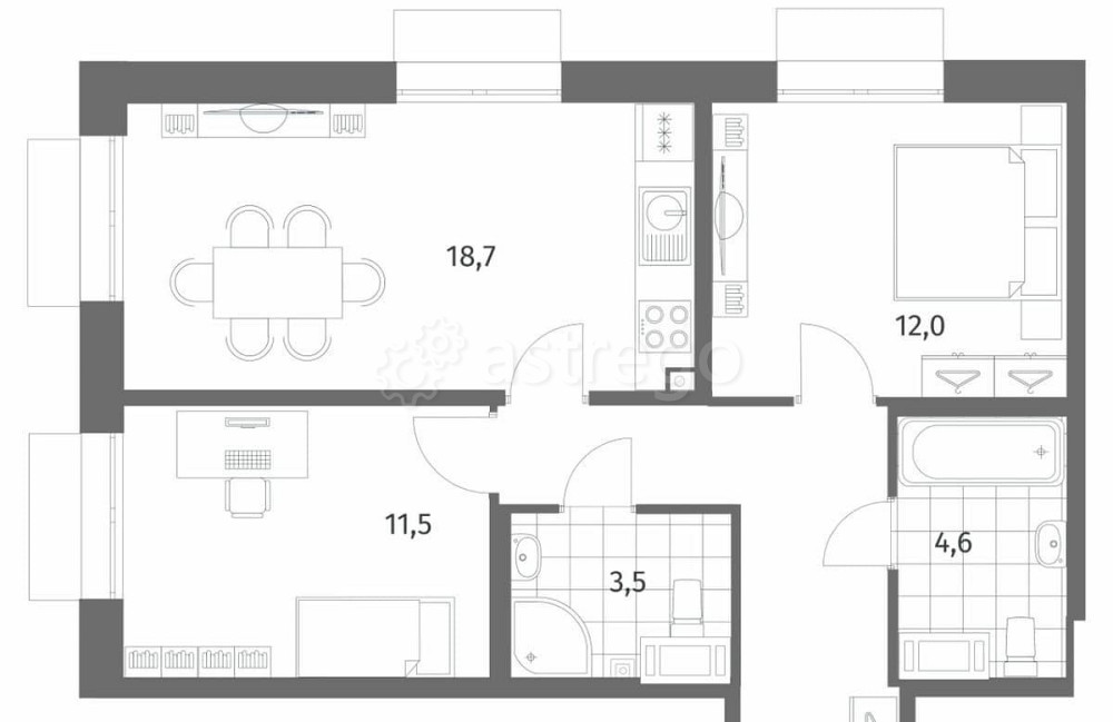 2-комн. квартира, 60.6 м2, 5/13 эт. Санкт-Петербург - изображение 3