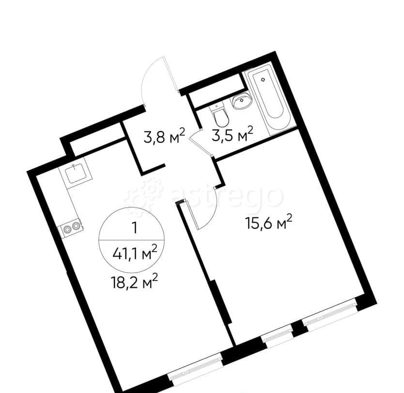 1-комн. квартира, 41 м2, 12/17 эт. Москва - изображение 1