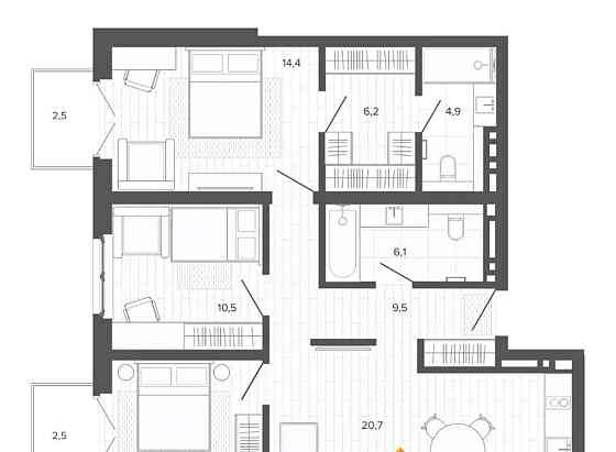 4-комн. квартира, 95.85 м2, 6/9 эт. Барнаул
