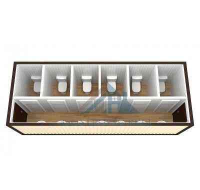 Блок-контейнер сантехнический с туалетными кабинками и раковинами СБ-6 Москва