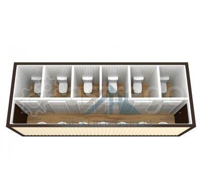 Блок-контейнер сантехнический с туалетными кабинками и раковинами СБ-6 Москва - изображение 1