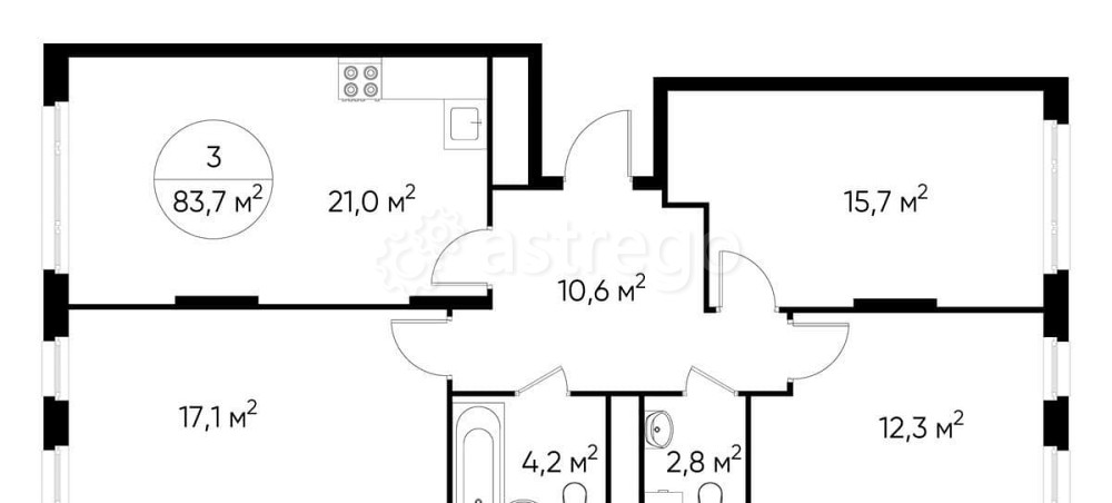 3-комн. квартира, 83 м2, 4/17 эт. Москва - изображение 1