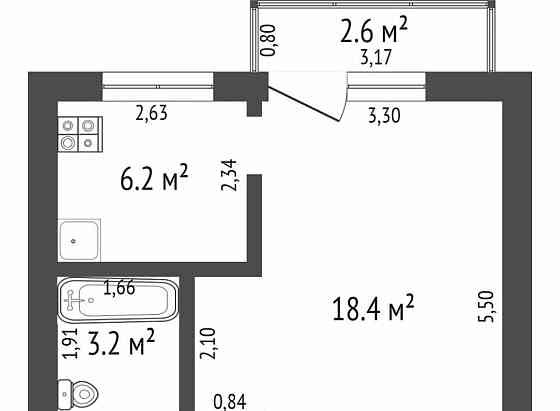 1-комн. квартира, 32.8 м2, 1/5 эт. Стерлитамак