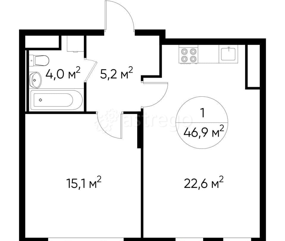 1-комн. квартира, 46 м2, 6/17 эт. Москва - изображение 1