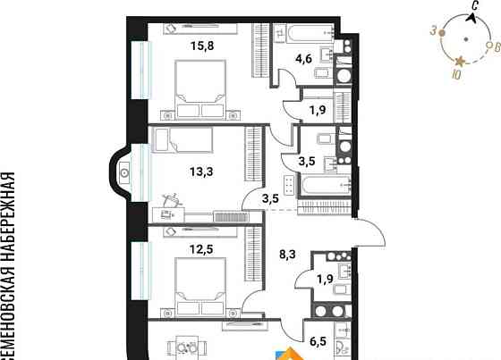 4-комн. квартира, 92.1 м2, 28/28 эт. Москва