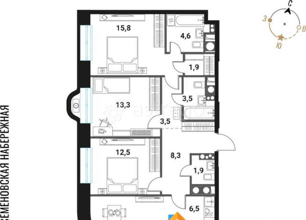 4-комн. квартира, 92.1 м2, 28/28 эт. Москва - изображение 1