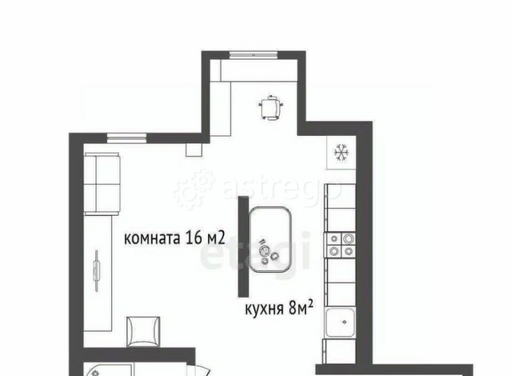 Студия, 33.9 м2, 3/3 эт. Шебекино - изображение 4