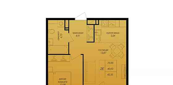 2-комн. квартира, 42.35 м2, 15/16 эт. Архангельск