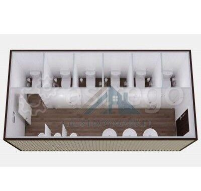 Блок-контейнер сантехнический с санузлами, писсуарами и раковинами СБ-7 Москва - изображение 1