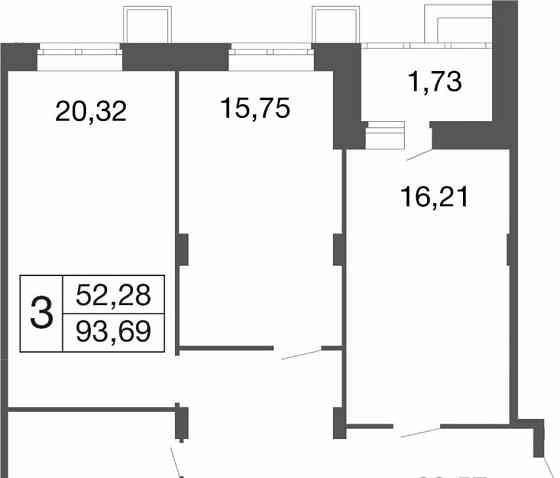 3-комн. квартира, 93.69 м2, 1/9 эт. Апрелевка