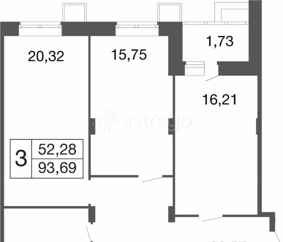 3-комн. квартира, 93.69 м2, 1/9 эт. Апрелевка - изображение 1