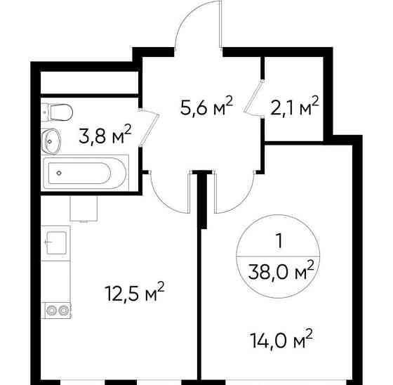 1-комн. квартира, 38 м2, 14/17 эт. Москва