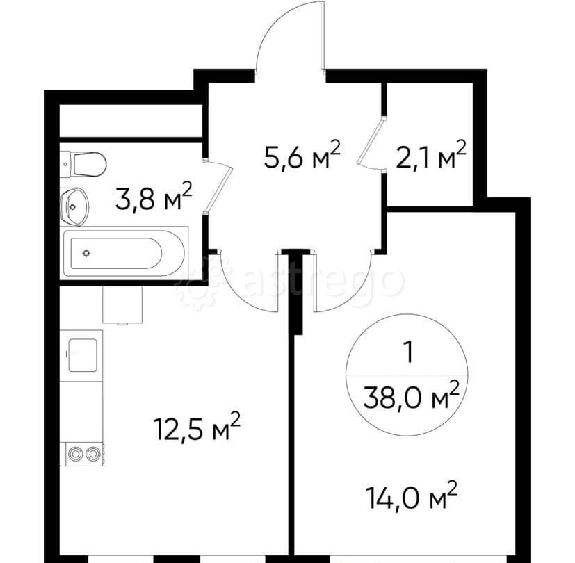1-комн. квартира, 38 м2, 14/17 эт. Москва - изображение 1