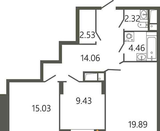 2-комн. квартира, 70.47 м2, 15/17 эт. Подольск