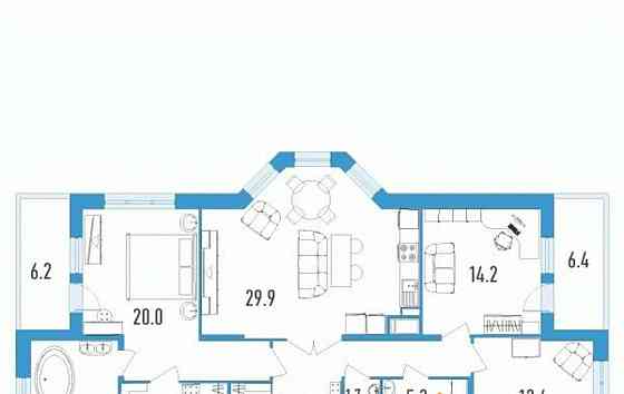 3-комн. квартира, 118.7 м2, 4/18 эт. Санкт-Петербург