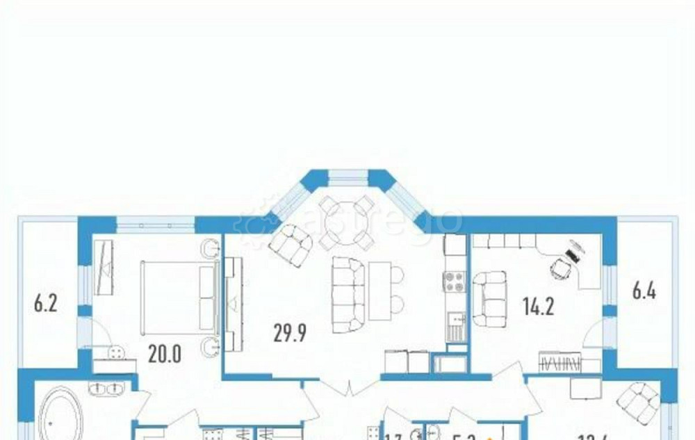 3-комн. квартира, 118.7 м2, 4/18 эт. Санкт-Петербург - изображение 1