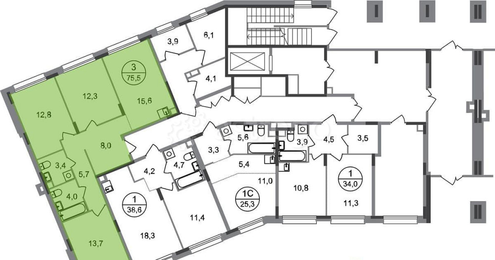 3-комн. квартира, 75 м2, 1/17 эт. Москва - изображение 3