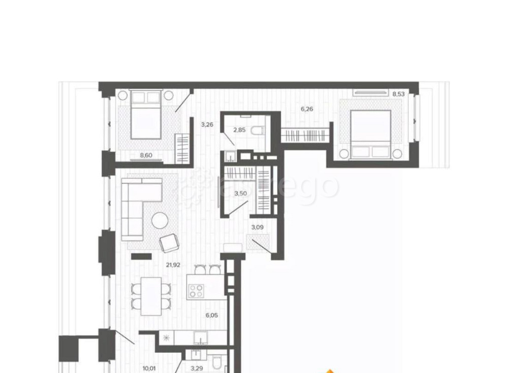 4-комн. квартира, 85.56 м2, 9/9 эт. Барнаул - изображение 1