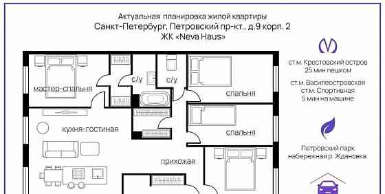 4-комн. квартира, 143.3 м2, 1/9 эт. Санкт-Петербург