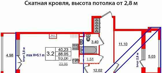 3-комн. квартира, 88.05 м2, 4/4 эт. Санкт-Петербург