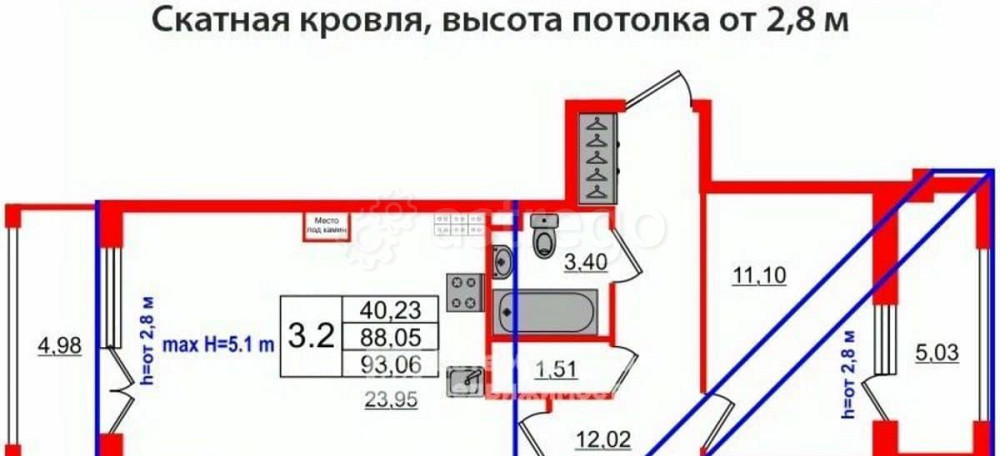 3-комн. квартира, 88.05 м2, 4/4 эт. Санкт-Петербург - изображение 3