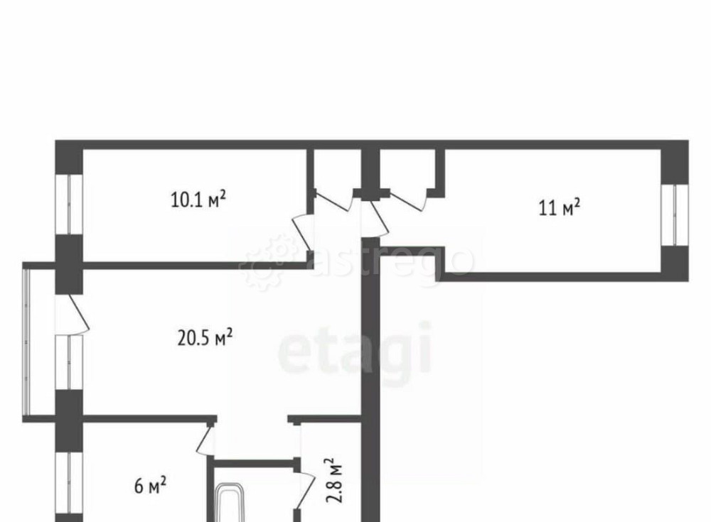 3-комн. квартира, 54.5 м2, 3/5 эт. Красноярск - изображение 1