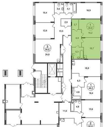 1-комн. квартира, 45 м2, 1/17 эт. Москва