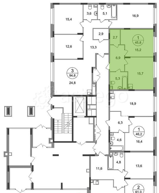 1-комн. квартира, 45 м2, 1/17 эт. Москва - изображение 4