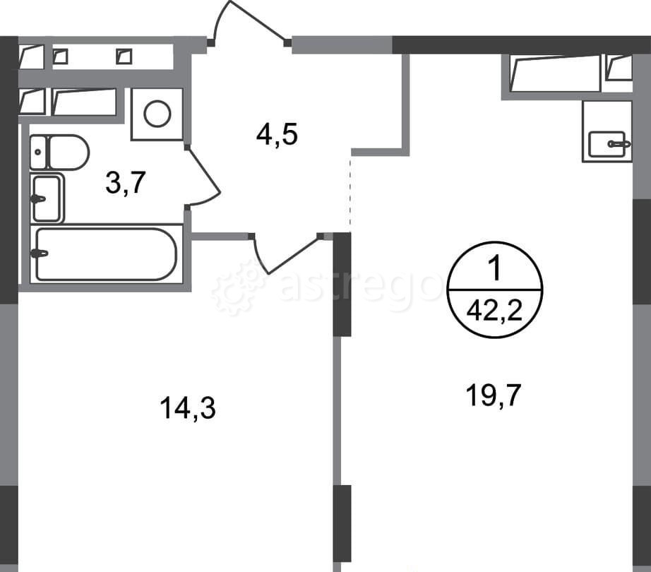 1-комн. квартира, 42 м2, 13/17 эт. Москва - изображение 1