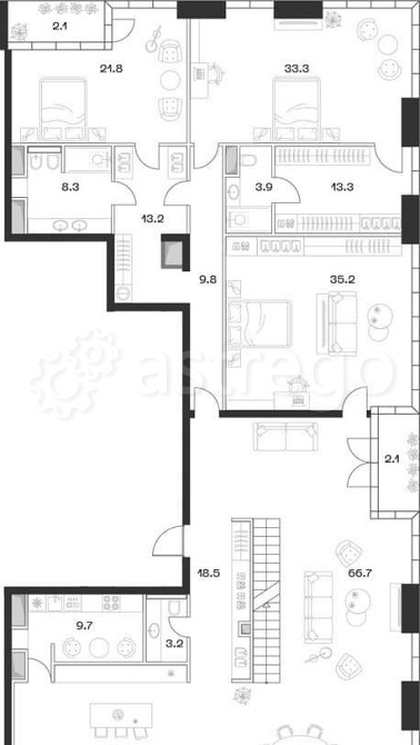 4-комн. квартира, 280 м2, 18/18 эт. Москва - изображение 2