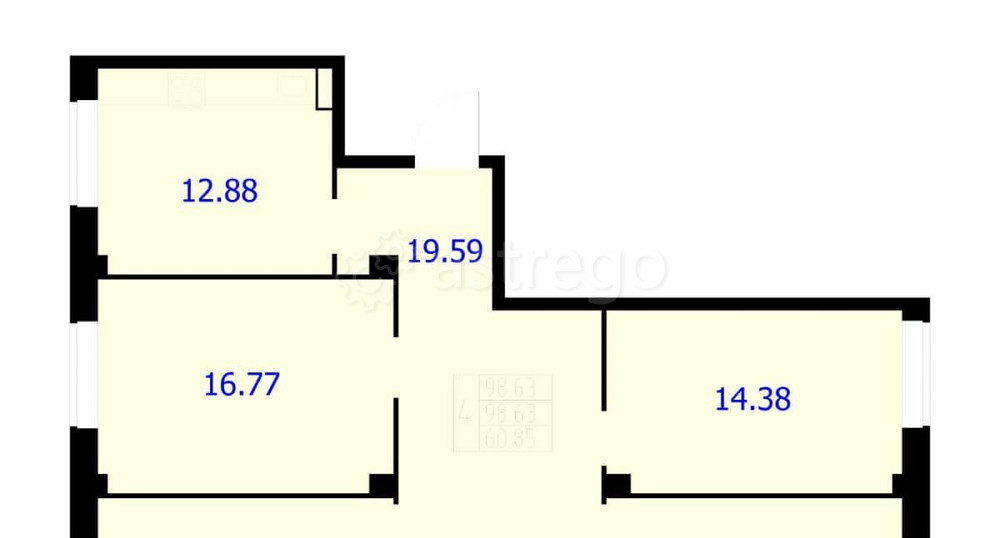 4-комн. квартира, 98.63 м2, 1/9 эт. Красноярск - изображение 1