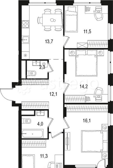 4-комн. квартира, 86.8 м2, 5/15 эт. Москва - изображение 1