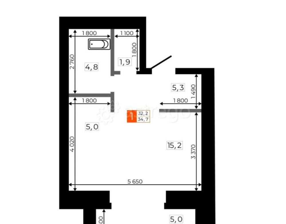 Студия, 34.4 м2, 6/9 эт. Благовещенск - изображение 8
