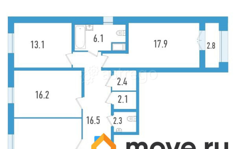 3-комн. квартира, 115.8 м2, 3/23 эт. Санкт-Петербург - изображение 1
