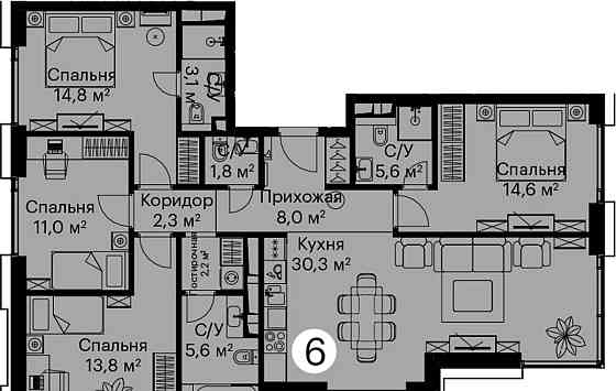 4-комн. квартира, 111.3 м2, 3/20 эт. Москва