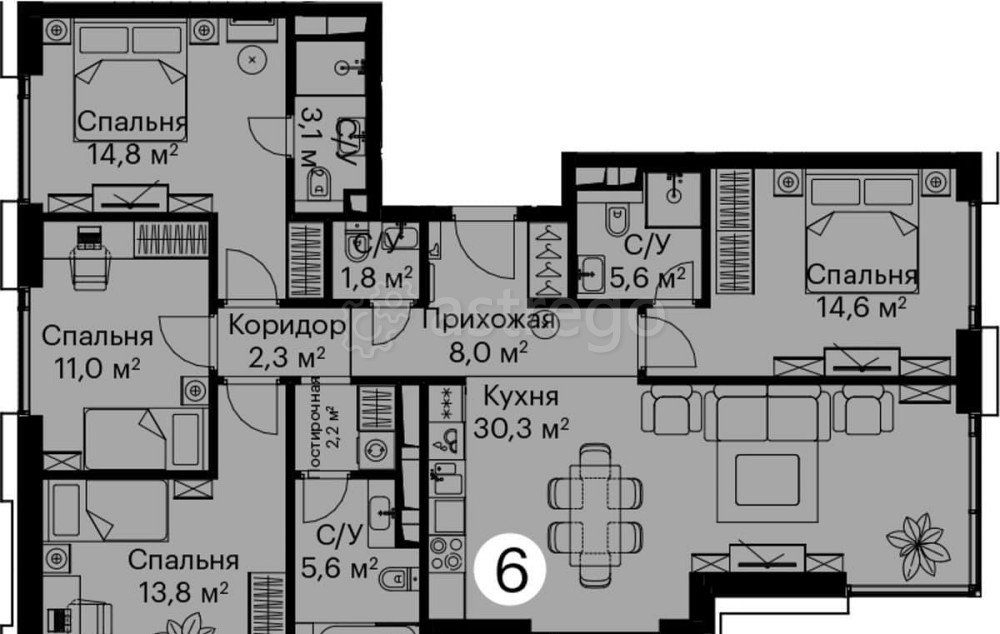 4-комн. квартира, 111.3 м2, 3/20 эт. Москва - изображение 1