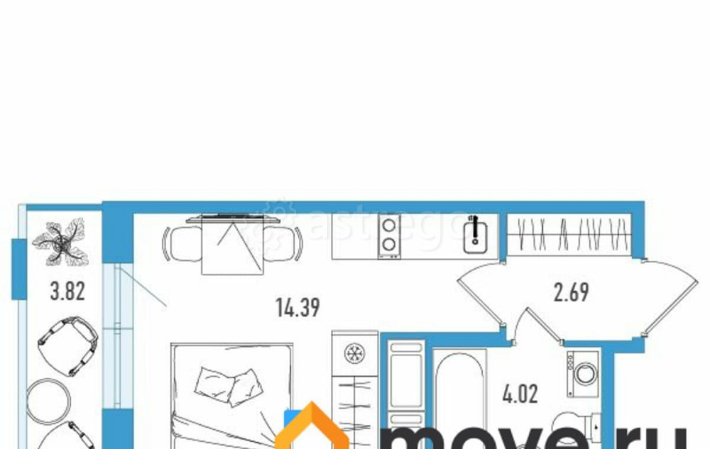 Студия, 22.25 м2, 10/18 эт. Санкт-Петербург - изображение 1