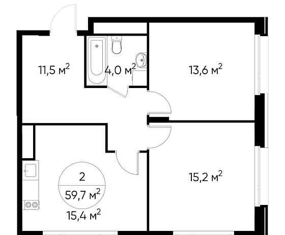 2-комн. квартира, 59 м2, 7/17 эт. Москва